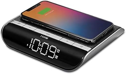 iHome Wireless Charger with Alarm Clock and USB Charger, Digital Clock with iPhone Charger and Samsung Charger for Apple and Samsung Devices