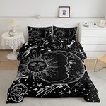 Feelyou Sun and Moon Bedding Set Queen Size Bohemian Style Comforter Set for Kids Boys Girls Galaxy Comforter Cosmic Celestial Quilt Set 1 Comforter Set with 2 Pillowcases