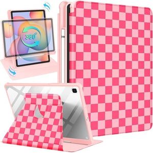 Kidcube for Samsung Galaxy Tab S6 Lite Case 10.4 Inch 2022/2020 for Women Girls Kid Cute Folio Cover with Pencil Holder Plaid Design Rotating Stand Teen Tablet Cases Tab S6 Lite SM-P610/P613/P615/P619