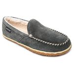 Minnetonka Men's Tilden Moccasin Suede Indoor and Outdoor Slippers, Grey, 10 W US
