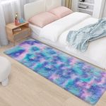 TENNOLA Shaggy Tie Dyed Purple Rainbow Runner Rug 2x6 ft,Bedside Area Rugs for Living Room,Anti-Skid Extra Comfy Fluffy Floor Carpet for Indoor Hallway Home Decorative