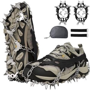 Crampons for Shoes, 32 Spikes Ice Cleats for Shoes and Boots, Anti Slip Traction Ice Spikes Crampons Snow Grip with Stainless Steel for Men Women Hiking, Walking, Climbing, Jogging, Fishing
