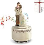 Kibuhain Can’t Help Falling in Love Music Box for Girlfriend Boyfriend Wife Husband Lover,Couple Embracing Music Box Figurine,Resin Sculpture Hand-Painted Musical Figure