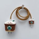 EDNITA Cable Protector with 3D Cute Pattern for iPhone Charger only 18W & 20W | Data Line Wire Saver Charging Cable Charger Protective Cable Full Protection Set of - 1 (Starbuck)