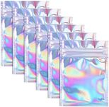 100 Pieces Resealable Smell Proof Bags, Flat Clear Food Storage Bags Pouch Aluminum Plastic Packaging Bags, Rainbow Color (3x4inch)