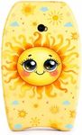 PMU 26 Inch Happy Sun Printed Bodyboard – Lightweight Boogie Board with Wrist Leash & Slick Bottom for Beach, Sea & Pool Fun