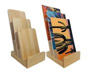 2Droids Elegant 3-Tier Pine Wood Literature Holder, Trifold Brochure Holder, Flyer Holder, Postcard Display and Countertop Wooden Display Stand [Pack of 1]