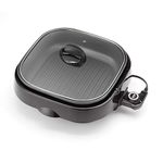 Aroma Housewares ASP-218B Grillet 4Qt. 3-in-1 Cool-Touch Electric Indoor Grill Portable, Dishwasher Safe, with Nonstick Pan & Tempered Glass Lid, Black