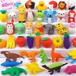 40 Pcs Animal Erasers Desk Pet for 