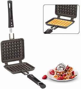 Orange Non-Stick Waffle/Pancake Maker, Gas stove Compatible Super Heavy | Comfortable Cool Touch Long Handles | Scratch Proof | Easy Waffle Release | Black Color