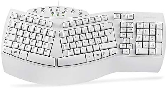 Perixx PERIBOARD-512 Tastiera Split Ergonomica Cablati USB, Design Suddiviso, con 7 Tasti Multimediali e Poggiapolsi Incorporato, Italiano QWERTY, Bianca