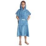 Hiturbo Kids Changing Robe Towel Poncho Bath Robe with Hooded for Beach,Swimming,Surfing Blue