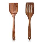 Esteopt Wooden Spatula 30 cm Spatula Kitchen Utensil Made of Elegant Wengé for Pan Cooking Utensils and Wok Pack of 2