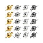 BZUEPRS 20sets Round Brass Magnetic Jewelry Clasps For Bracelet Necklace Making Magnet Converter (Mixed 8mm)