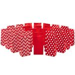 Hallmark Red Party Favor and Wrapped Treat Bags, Assorted Designs (30 Ct., 10 Each of Chevron, White Dots, Solid) for Mothers Day, Care Packages, Sweetest Day and More