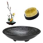 WANDIC Flower Arranging Supplies, Round Flower Frog & Ceramic Flower Pot for Ikebana Floral Arrangement Art Home Office Decoration Indoor