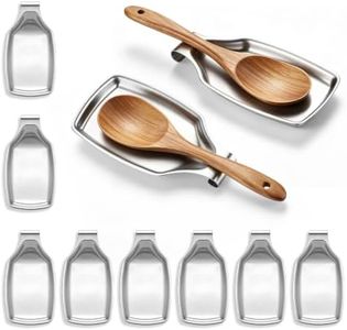 Herogo 10Pcs Stainless Steel Spoon Rest for Kitchen Stove Top, Large Cooking Utensil Spatula Ladle Holder with Square Bottom, Home Accessories for Kitchen Countertop, Heavy Duty, Dishwasher Safe