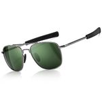 SUNGAIT Men's Military Style Polarized Pilot Aviator Sunglasses - Bayonet Temples Sgt285Qkml In, Dark Green