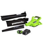 Greenworks 40V 185 MPH Variable Speed Cordless Leaf Blower/Vacuum, 4.0Ah Battery and Charger Included