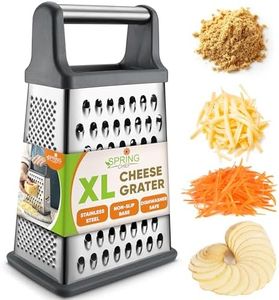 Spring Chef Professional Box Grater, Stainless Steel with 4 Sides, Best for Parmesan Cheese, Vegetables, Ginger, XL Size, Gray