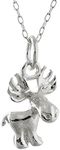 FashionJunkie4Life Sterling Silver Moose Necklace, 18" Cable Chain | Gifts for Men & Women | Birthday Gift for Men and Women