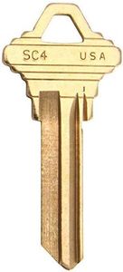 Kaba Ilco Schlage SC4-BR Brass Lock Key - Pack of 50