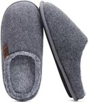 COFACE Unisex Mens Womens Warm House Slippers Cozy Memory Foam Scuff Slipper Slip On Lightweight Felt Bedroom Shoes With Indoor Outdoor Rubber Sole, Grey Size 10
