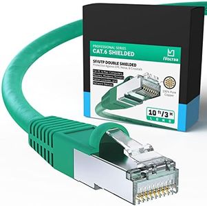 iVoltaa Ethernet Cable CAT6A Cable Dual Shielded (SF/UTP), 100% Copper, Professional Series - 10 Gbps LAN Network/High Speed Internet Cable, 550MHZ - 10 feet (3.0 m)