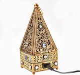 Elegant Golden Metallic Pyramidal Shape Design Electrical Bakhoor Oud Frankincense Resin Incense Burner Holder No More Burning Coals, Plug It into Wall Outlet, Turn it on Enjoy, Canada & US Plug Ready