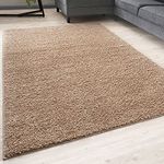 THE RUGS Living Room Rug - Shaggy Soft And Elegant Carpets For The Bedrooms And Kitchen, Easy To Clean, Many Different Sizes (140x200 cm, Beige)