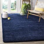 CARPET PLANET Premium Polyester Decorative Shaggy Carpet Bedside Runner Area Rug For Home Bedroom Kitchen Office Hall Door Mat (3X5 Feet), Blue