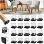 24pcs Chair Leg Floor Protectors for Hardwood Floors (Fit:1''~1-7/16''), Square Chair Glides Carpet, Clear Silicone Chair Leg Floor and Carpet Protectors Sliders, Make Furniture Glides Move Easy