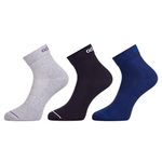 Adidas Men's Ankle Length Cotton Blend Socks (Pack Of 3 Pairs) (AD-0340-FS0613_Lt Grey Mel, Tech Indigo, Black)