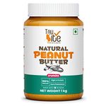 Trubite Natural Peanut Butter (Crunchy) | Unsweetened | 30g Protein | Non GMO | Gluten Free | Cholesterol Free (1KG)