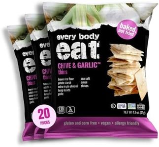 Every Body Eat Snack Thins, Gluten & Dairy Free, Vegan, School Safe Lunch Snacks, Chive & Garlic (20 Single Serve Bags, 1.1oz)