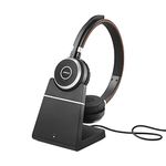 Jabra Evolve 65 SE Stereo Wireless Headset - Bluetooth Headset with Noise-Cancelling Microphone, Long-Lasting Battery, and Charging Stand - MS Teams Certified, Works with All Other Platforms - Black