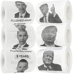 Donald Trump & Barack Obama Toilet Paper, Set of 6 Rolls - Fairly Odd Novelties - Funny Novelty USA Politics Gag Gift, White