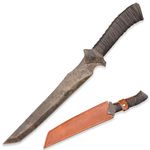 SV 0169 Handmade cast Manganese Steel 52HRC Dagger Short Knife, Full Tang, Outdoor, Hunting, Camping, Hiking, Survival, Leather Sheath, 13.8 inches