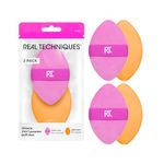 Real Techniques Miracle 2-In-1 Powder Puff Duo, Dual-Sided Makeup Blending Puff, Reversible Elastic Band, Precision Makeup Sponge & Powder Puff, For Liquid, Cream & Powder Products, 2 Count