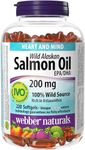 Webber Naturals Wild Alaskan Salmon Oil 200 mg, 220 Clear Enteric No Fishy Aftertaste Softgels, Supports Heart and Brain Health