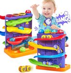 hahaland Toys for 1 Year Old Boys - 2 in 1 Pound & Roll Balls Toy & Car Ramp Race Track Toddler Toys Baby Toys 12 Months Early Developmental Hammer Montessori Toys Gifts for 1 2 3 Year Old Boys Girls