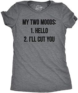 Womens My Two Moods Funny T shirt Novelty Humor Sarcastic Cool Graphic Hilarious (Dark Heather Grey) - M