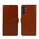 Zase design for Samsung Galaxy A14 5G Wallet Phone Case Professional Protective Pouch Purse Slim Fit Flip Folio PU Leather Magnetic Closure w/Kickstand ID Card Money Slot Wrist Strap (Luxury Brown)