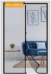 Yotache Fly Screen Door 90 x 200 cm, Reinforced Polyester Anti-Tearing Insect Fly Mesh for Back Door Pet Friendly Easy to Install, Black