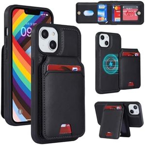 FROLAN for iPhone 13 MagSafe Case Wireless Charging with Wallet Detachable Card Holder Premium PU Leather Magnetic Stand Kickstand Protective Phone Cover for iPhone 13 6.1" Black