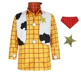 AYYOHON Woody Shirt for Men Cowboys Halloween Cosplay Costume Adult Long Sleeves Plaid Button Down Shirt S