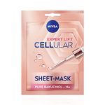 NIVEA Cellular Expert Lift Pure Bakuchiol Sculpting Face Sheet Mask (1pc), Wrinkle-Reducing Face Mask Firms and Improves Texture, Cleansing Face Mask with Hyaluronic Acid