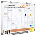 MAKELLO Monthly Dry Erase Calendar Whiteboard Cork Board Combo Dry Erase Calendar Wall for Planning Office, Classroom, Kitchen and Bedroom, 24x18 inch