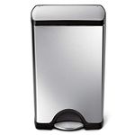 simplehuman Rectangular Step Trash Can, Stainless Steel, 38 L / 10 Gal