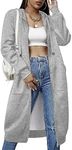 ELESOL Women Winter Casual Zipper Hoodies Sweatshirt Coat With Fleece,Gray,3XL